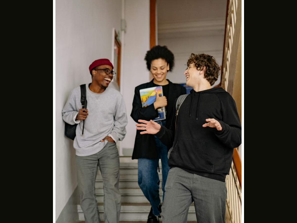 college kids talking